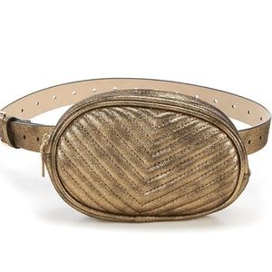 🆕 Steve Madden Metallic Chevron Quilted Belt Bag